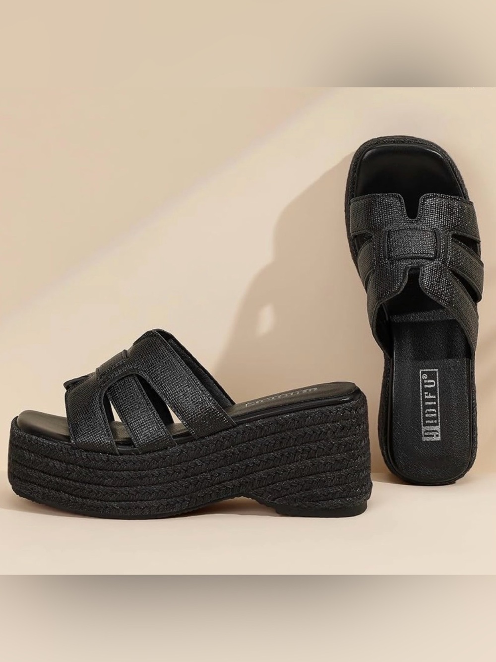 Women's Black Platform Slide Sandals - NWOT! Brand new - Picture 2 of 7